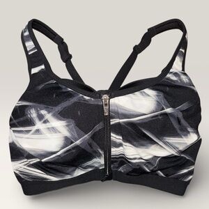 Victoria's Secret Black and White Zip-Front Sports Bra 32DD